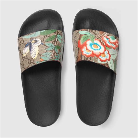 gucci pursuit canvas slide sandals|authentic gucci slides.